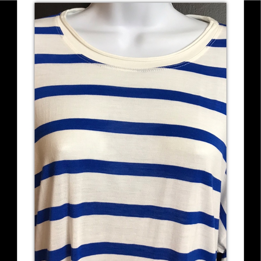 VINCE Top Tee Shirt Striped Blue White Long Sleeve Nautical - Picture 3 of 8